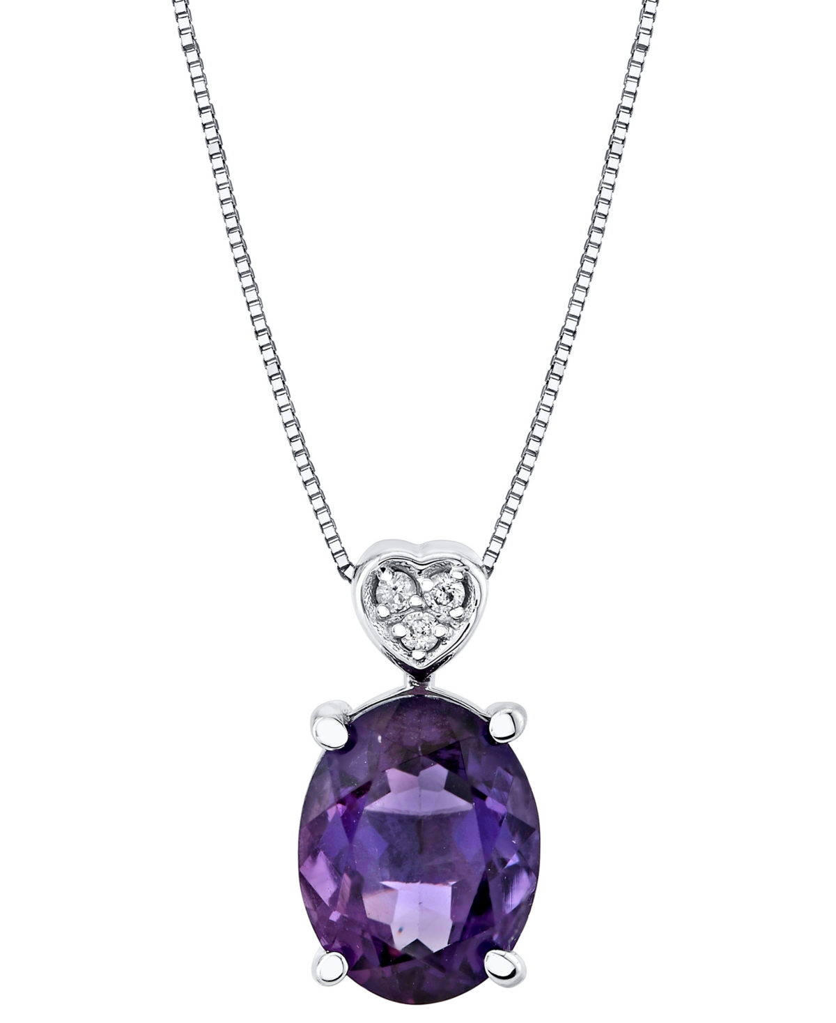 Macy's Amethyst (1-3/4 Ct. T.w.) & Diamond Accent Oval 18" Pendant Necklace In 10k White Gold