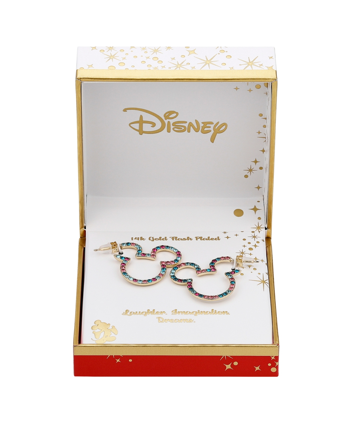 Shop Disney Multi Color Crystal Mickey Mouse Hoop Earrings In Gold