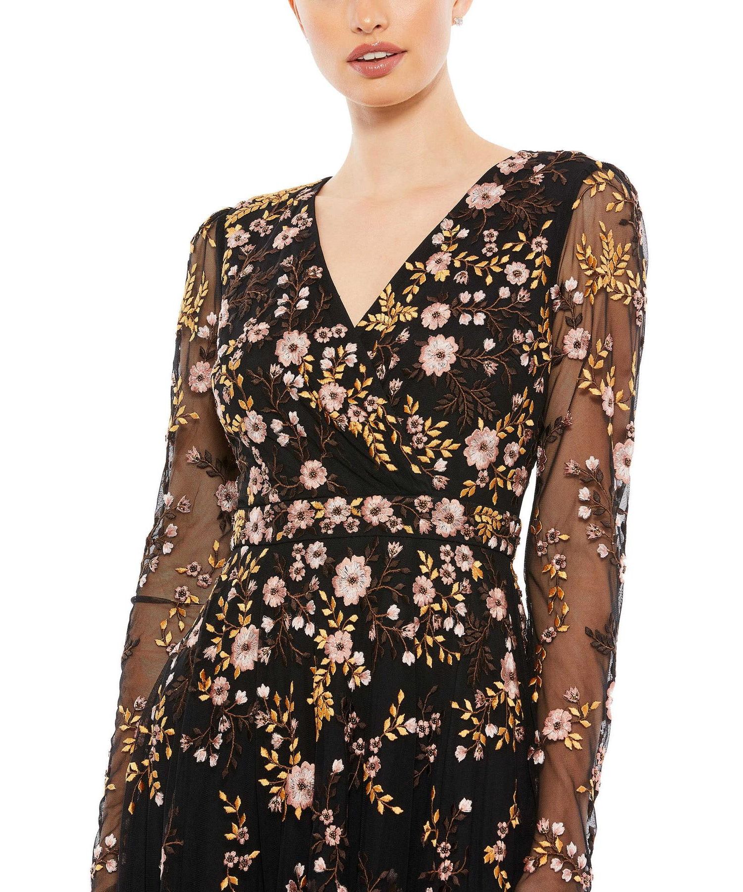 Women's Floral Embroidered A-Line Cocktail Dress