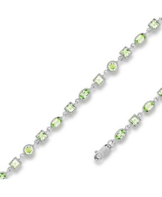 Sterling Silver Oval and Square Gem Bracelet