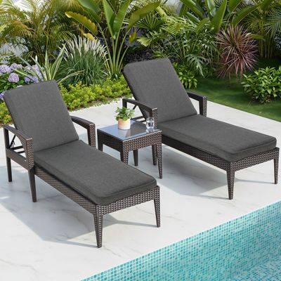Outdoor Lounger Cushion 41.7''Lx22''Wx3''H Chair Seat Cushion - Set of 2
