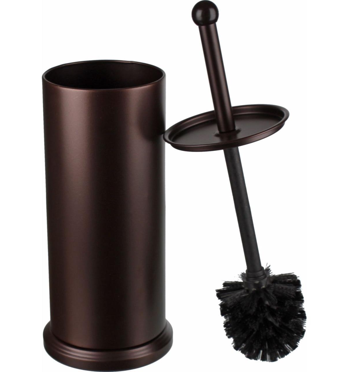 Toilet Bowl Brush and Holder - Bronze Bathroom Accessories Covered Toilet Brush Compact, Space Saving, Deep Cleaning Brush for Tall Toilet Bowl, Great