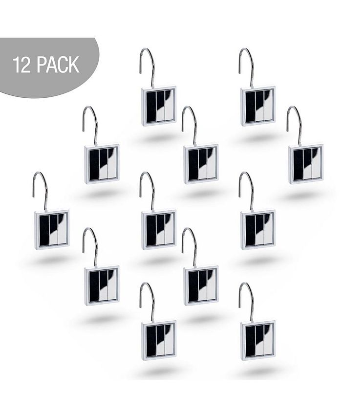Creative Scents Quilted Mirror White Shower Curtain Hooks Set of 12