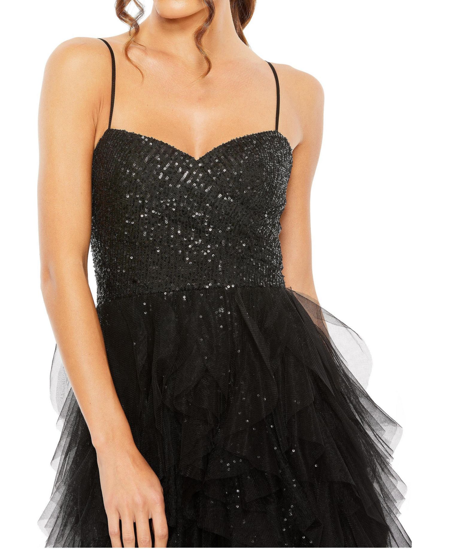 Women's Ieena Sequin Mini Dress With High Low Ruffle Tiered Train
