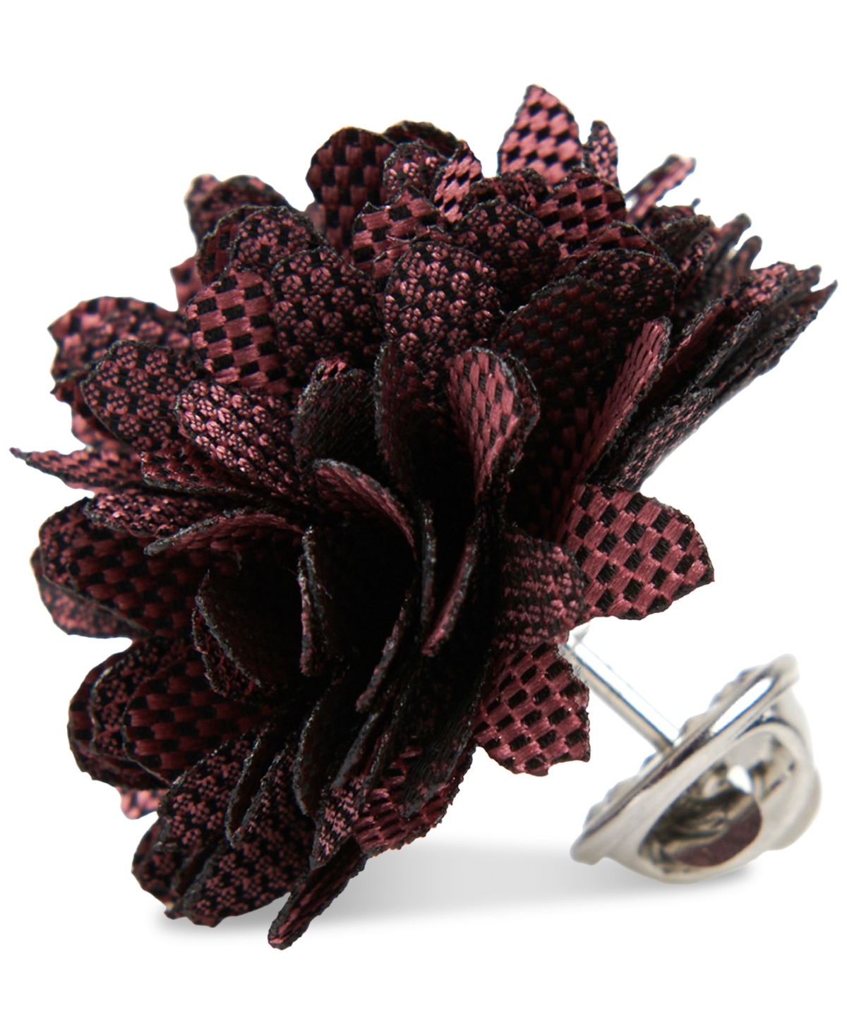 Construct Con.struct Men's Ceremony Satin Checkerboard Flower Lapel Pin, Created For Macy's In Wine