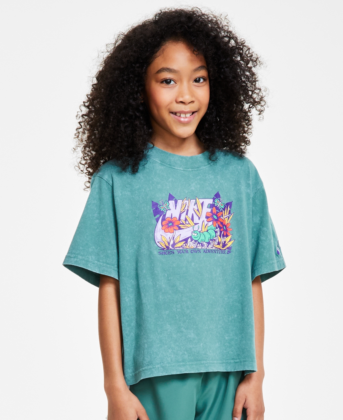 Shop Nike Big Girls Sportswear Graphic-print Cotton T-shirt In Bicoastal