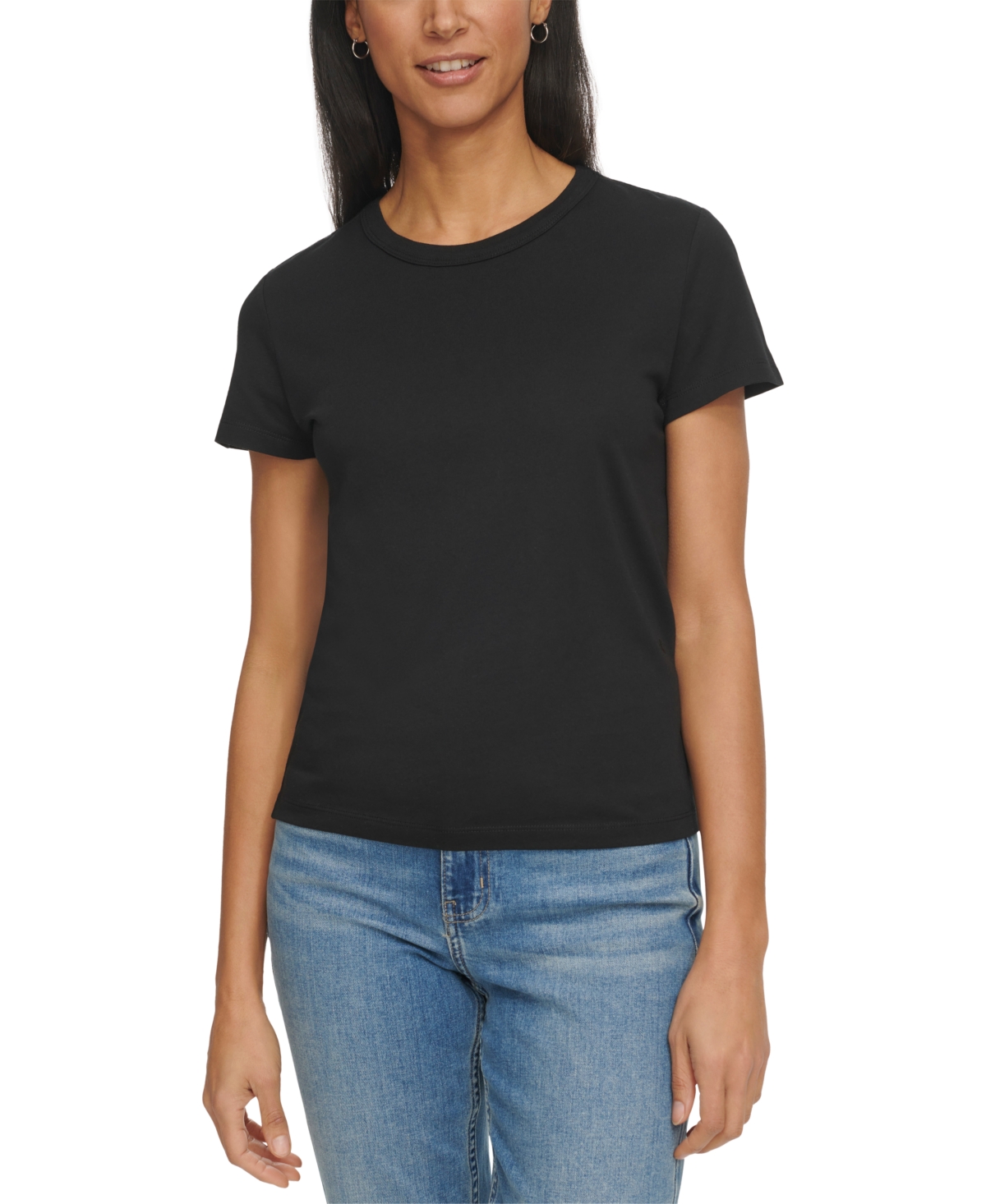 Women's Embroidered Logo Short-Sleeve T-Shirt - Black