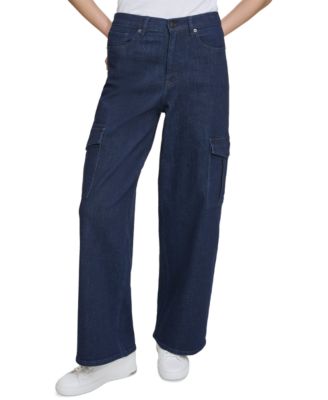 DKNY Jeans - Women's High-Rise Wide-Leg Cargo Jeans
