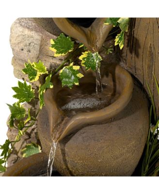 Four Jugs 33" High Large Rustic Indoor Outdoor Decor Faux Stone Floor Fountain Cascading Outside Garden Patio