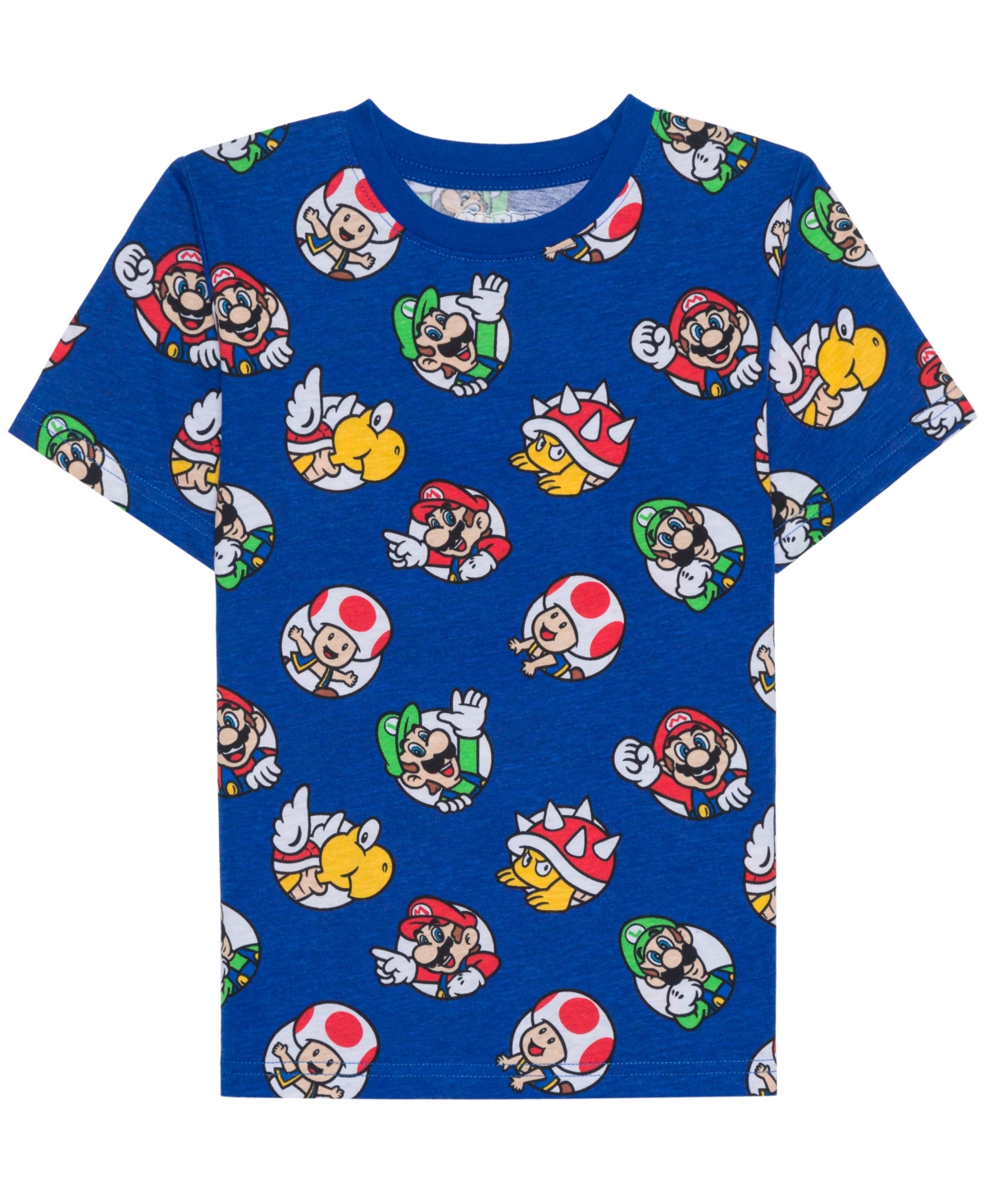 Hybrid Kids' Toddler And Little Boys Super Mario Short Sleeve T-shirt In Blue