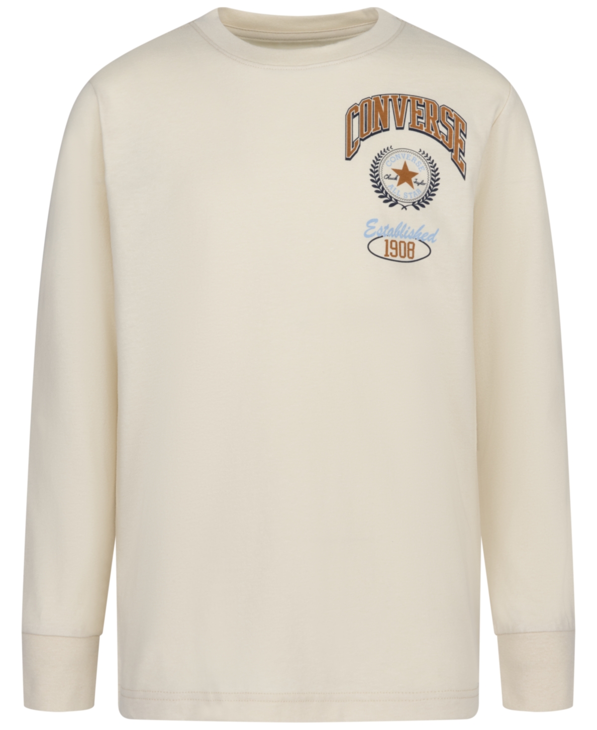 Shop Converse Big Boys Collegiate Sport Long Sleeve T-shirt In  Natural Ivory