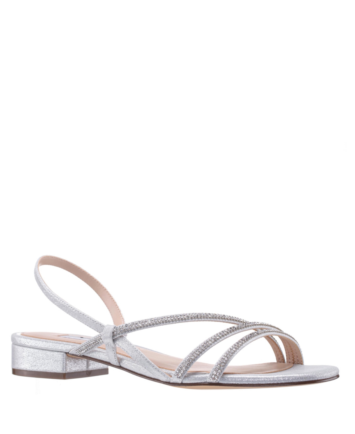 Shop Nina Women's Skylee Asymmetrical Flat Evening Sandals In Silver