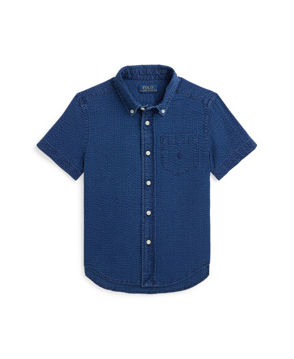 Polo Ralph Lauren Kids' Toddler And Little Boys Cotton Seersucker Short Sleeve Shirt In Indigo