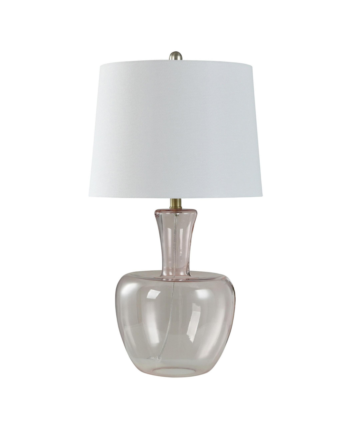 Stylecraft Home Collection 27.25" Blush Colored Glass With Gourd Shaped Base Table Lamp In Pink,translucent