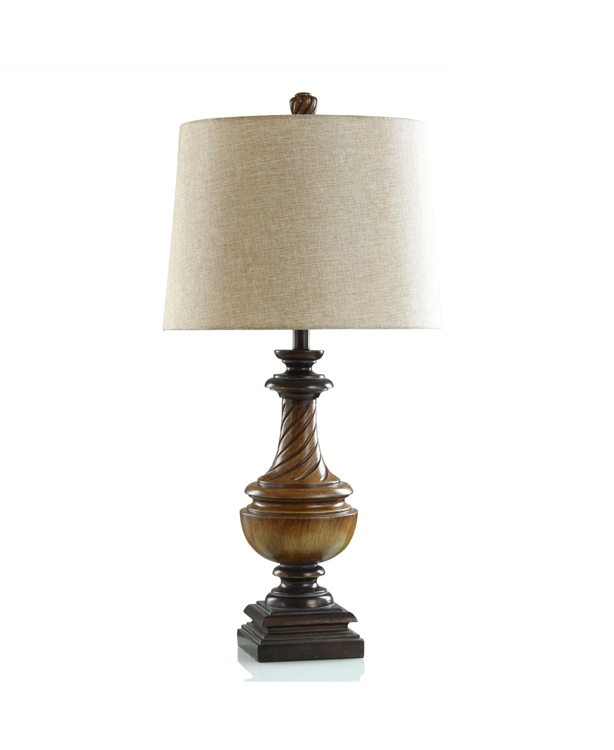 Stylecraft Home Collection 33" Toffeewood Traditional Two Tone Swirled Table Lamp In Faux Brown Wood,oil Rubbed Bronze