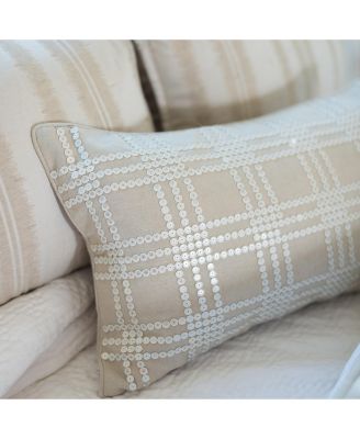 Sequins Grid 100% Cotton Chambray Base Accent Pillow 14" x 22"