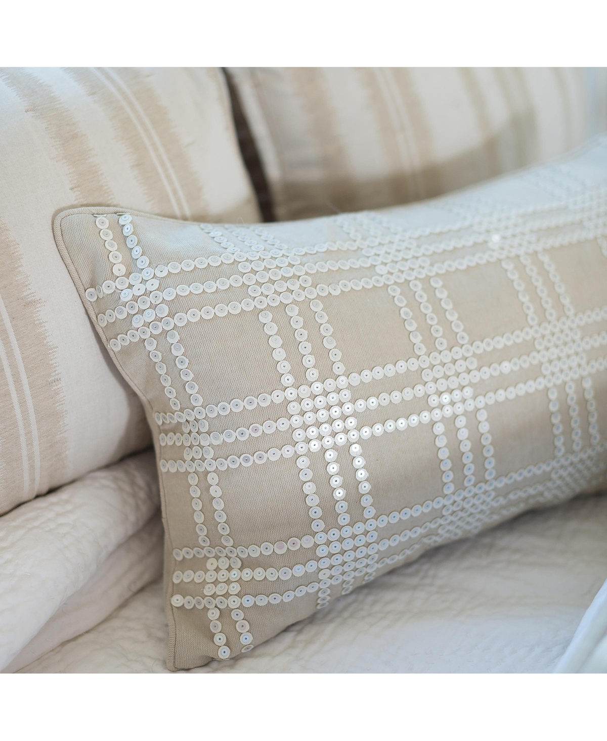 Sequin Grid Hand Embellished Throw Pillow