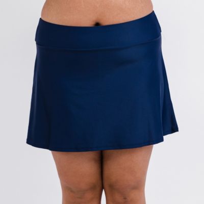 Plus Size Chlorine Resistant High Waisted Mini Swim Skirt With Shorts