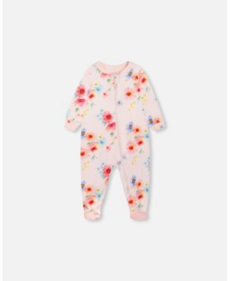 Deux Par Deux Organic Cotton One Piece Pajama - Printed Little Flowers Deux Par Deux Organic Cotton One Piece Pajama - Printed Little Flowers