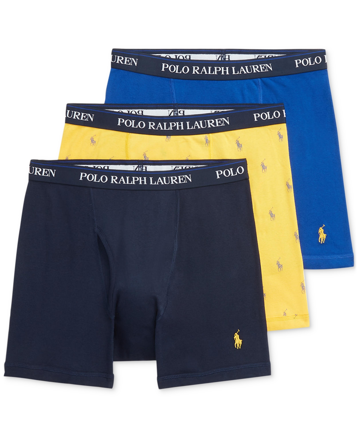 Polo Ralph Lauren Men's 3-pk. Classic Cotton Boxer Briefs In Navy,yellow Aopp,blue