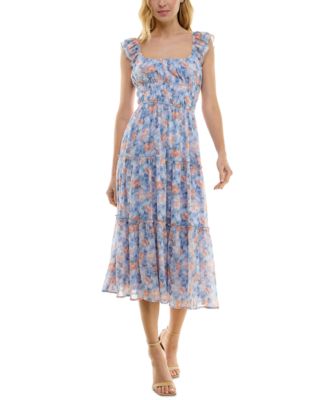 sachin and babi light blue dress Chiffon Flutter Sleeve Wrap Midi Dress - Berry