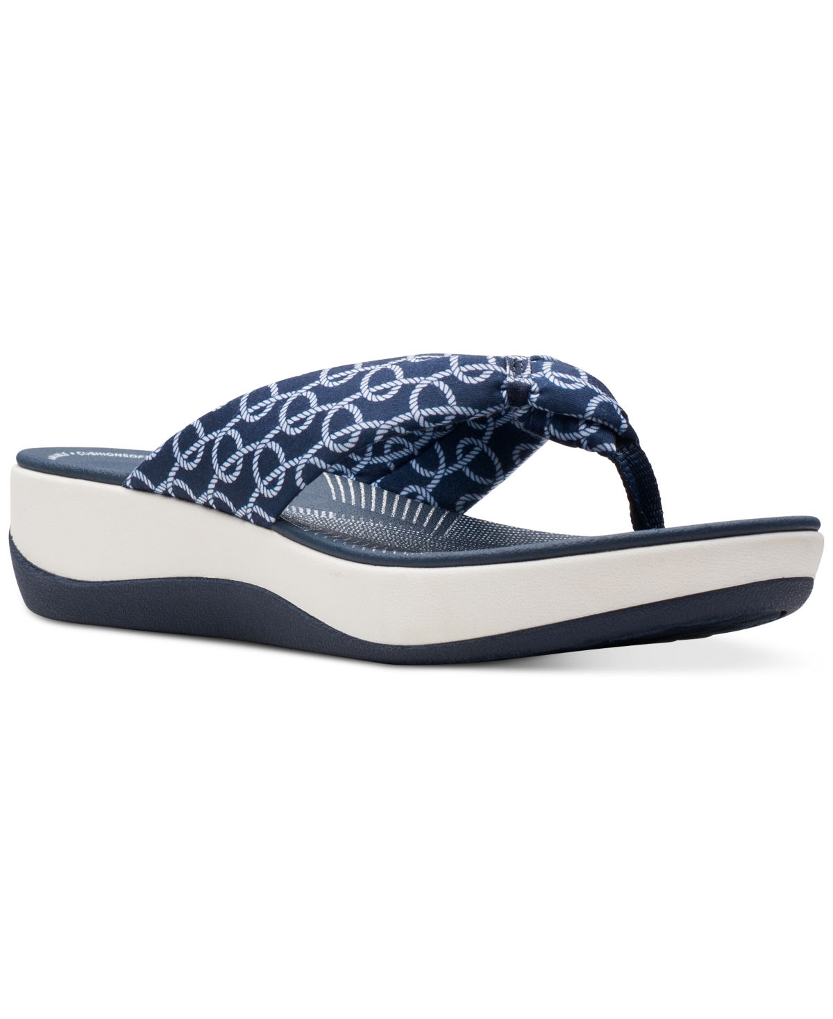 Shop Clarks Women's Arla Glison Slip-on Platform Wedge Sandals In Indigo Pri
