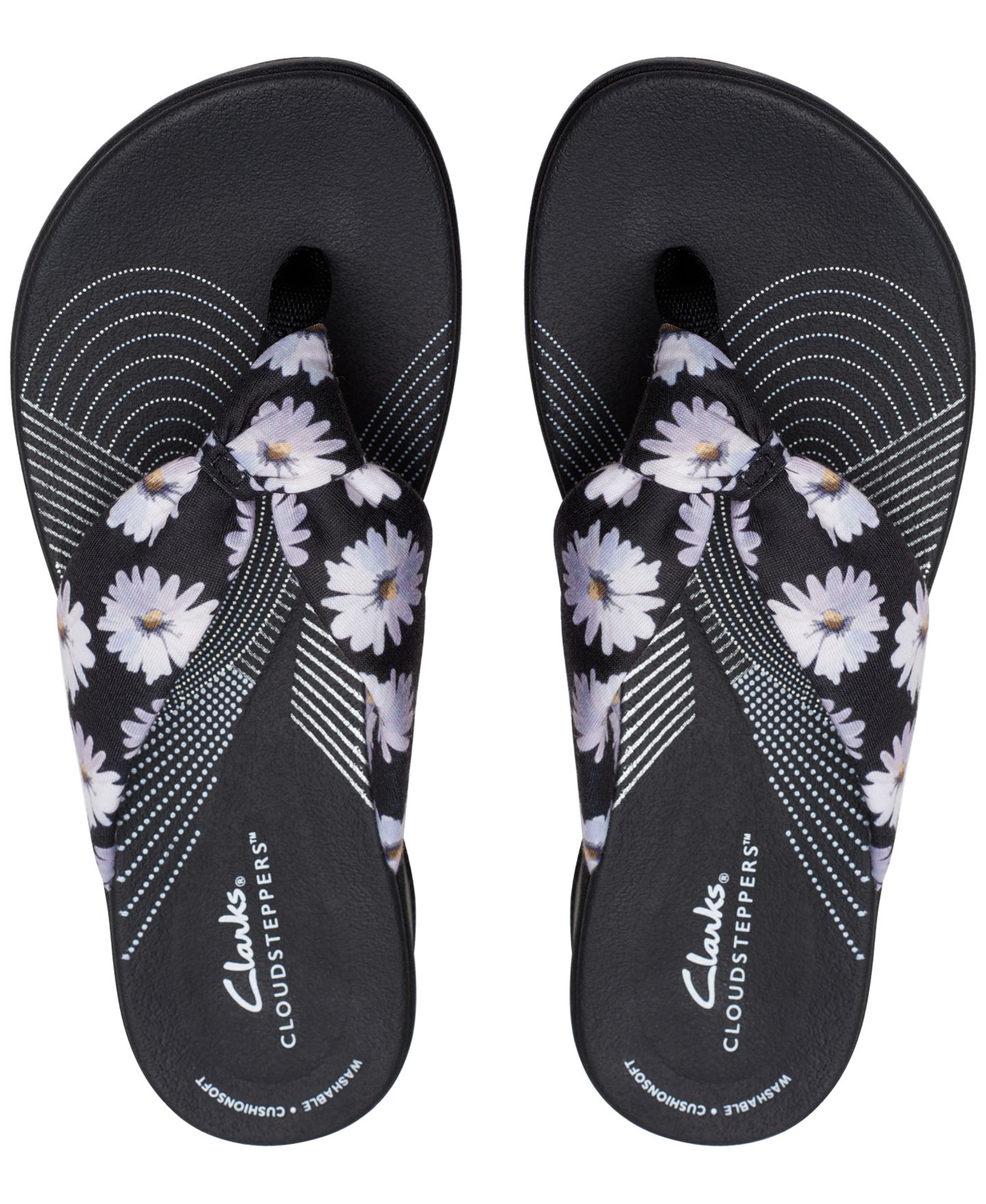 Женские сандалии Clarks Arla Glison Slip-On Platform Wedge, цвет: Чёрный с принтом — фото 4
