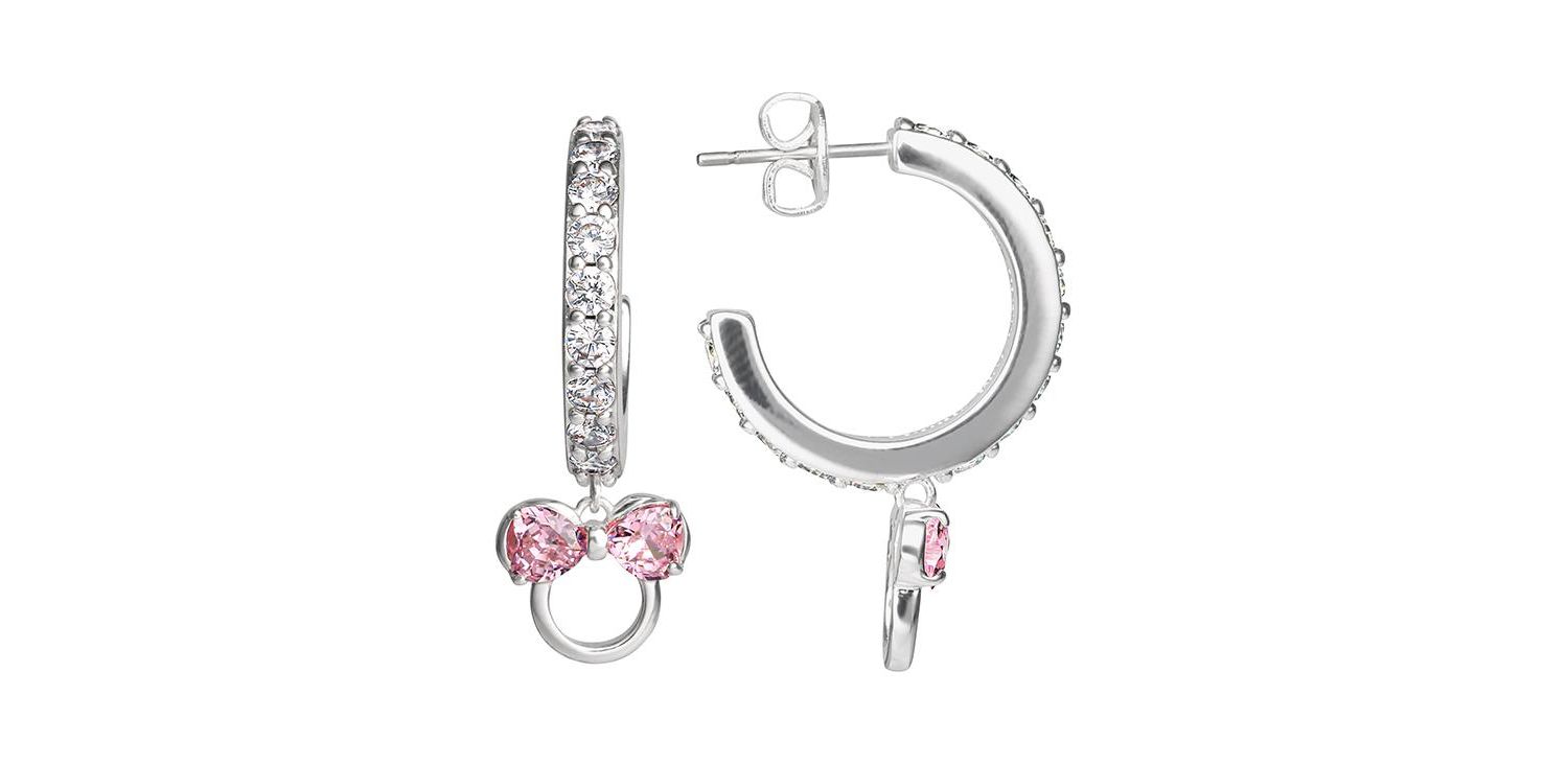 Minnie Mouse Cubic Zirconia Hoop Earrings, Officially Licensed