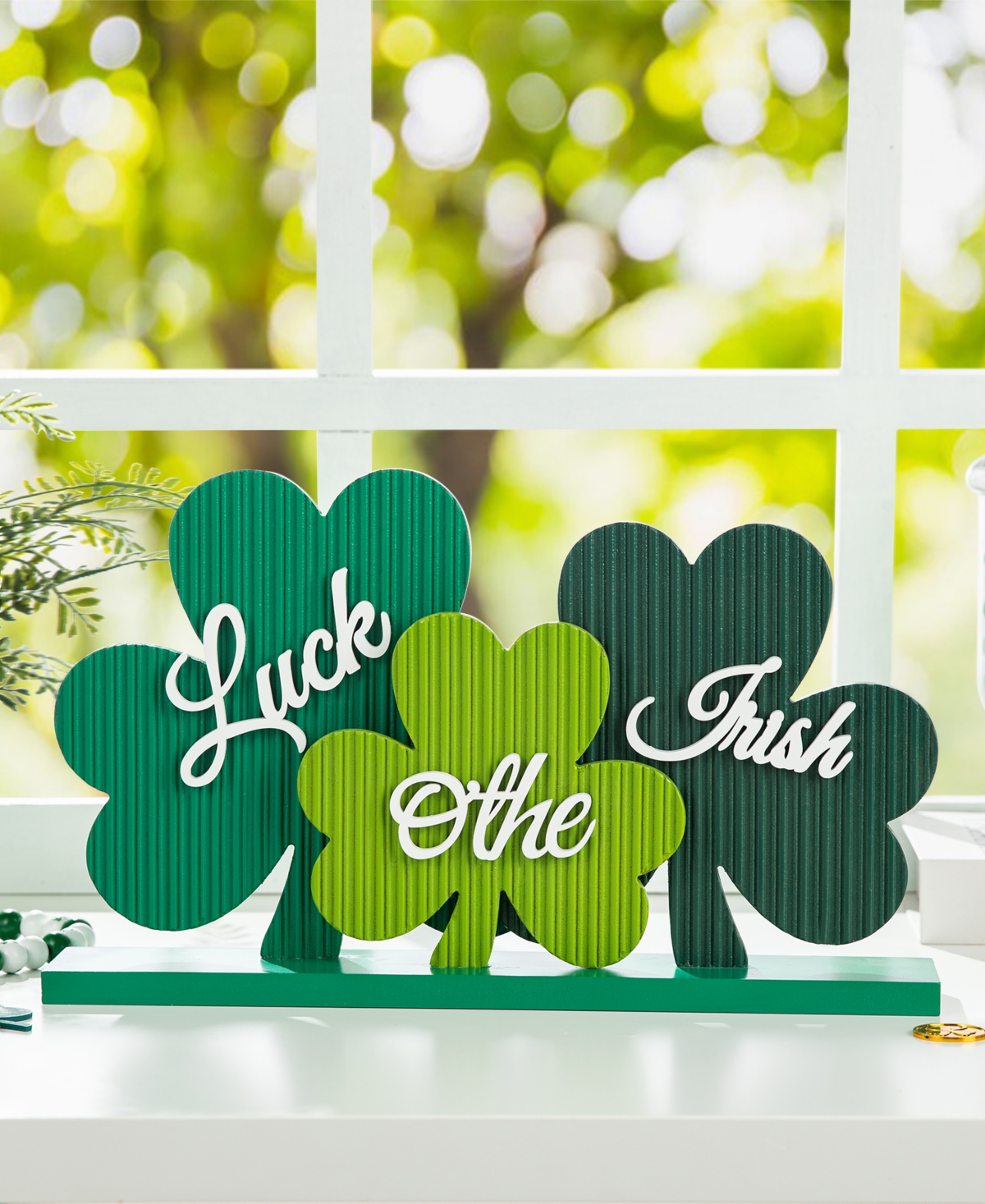 Shop Glitzhome 16" L St. Patrick's Wooden Shamrocks Table Decor In Multi