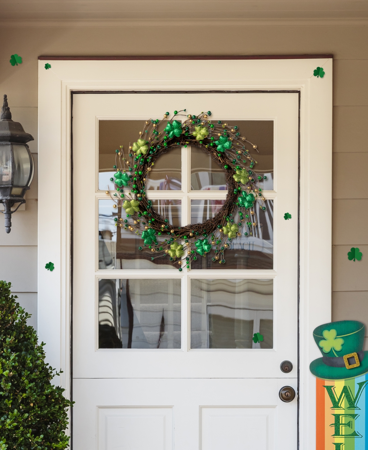 Glitzhome 20" D St. Patrick's Shamrock Berry Wreath In Multi