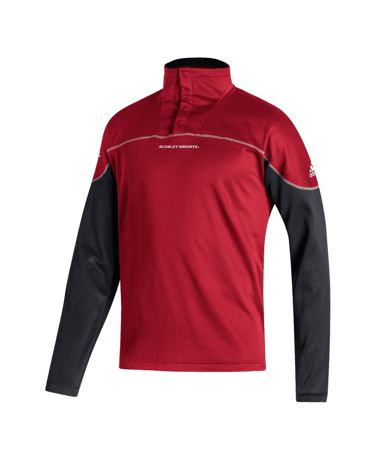 Men's adidasRutgersKnights Aeroready Knit Quarter-Snap Jacket - Scarlet
