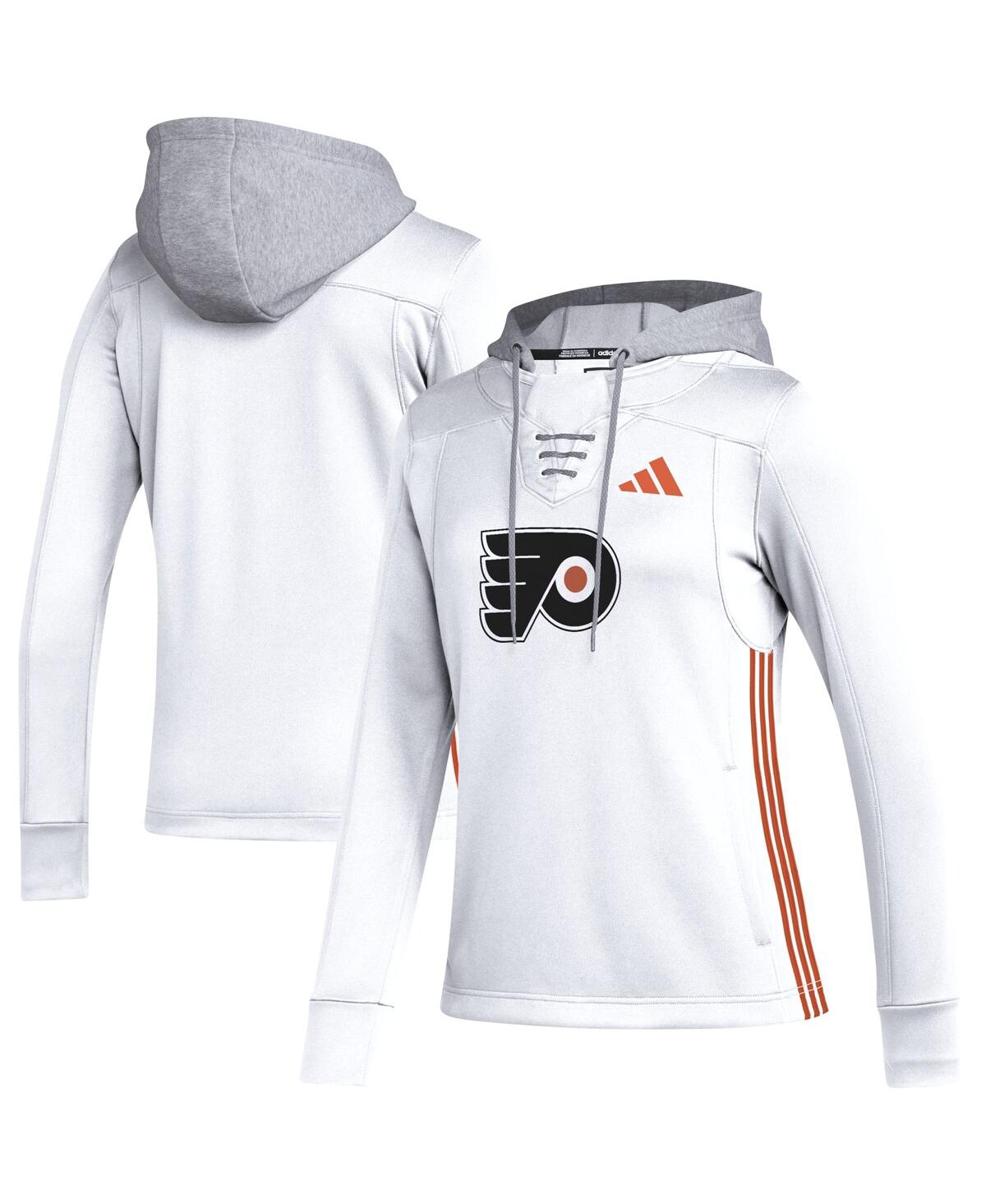 Women's adidas White Philadelphia Flyers Refresh Skate Lace Aeroready Pullover Hoodie - White