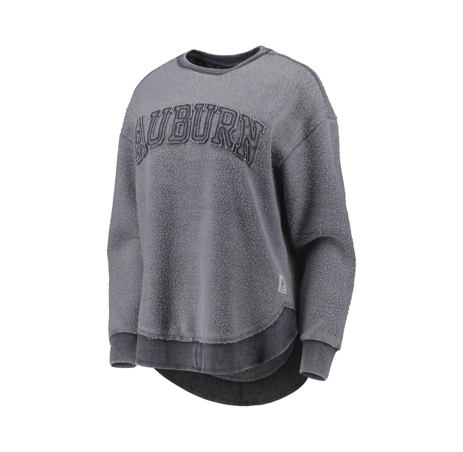 Women's Navy Distressed Auburn Tigers Ponchoville Pullover Sweatshirt