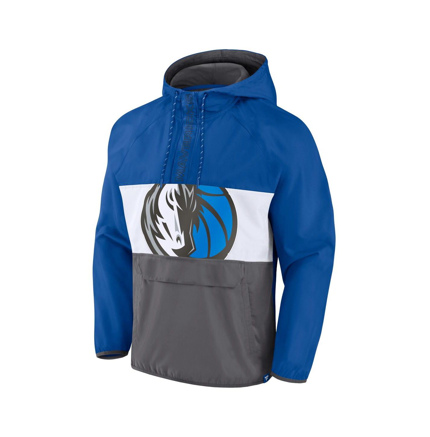 Мужские худи Fanatics Blue, Gray Dallas Mavericks Anorak Flagrant Foul Color-Block Raglan Half-Zip Jacket — фото 2