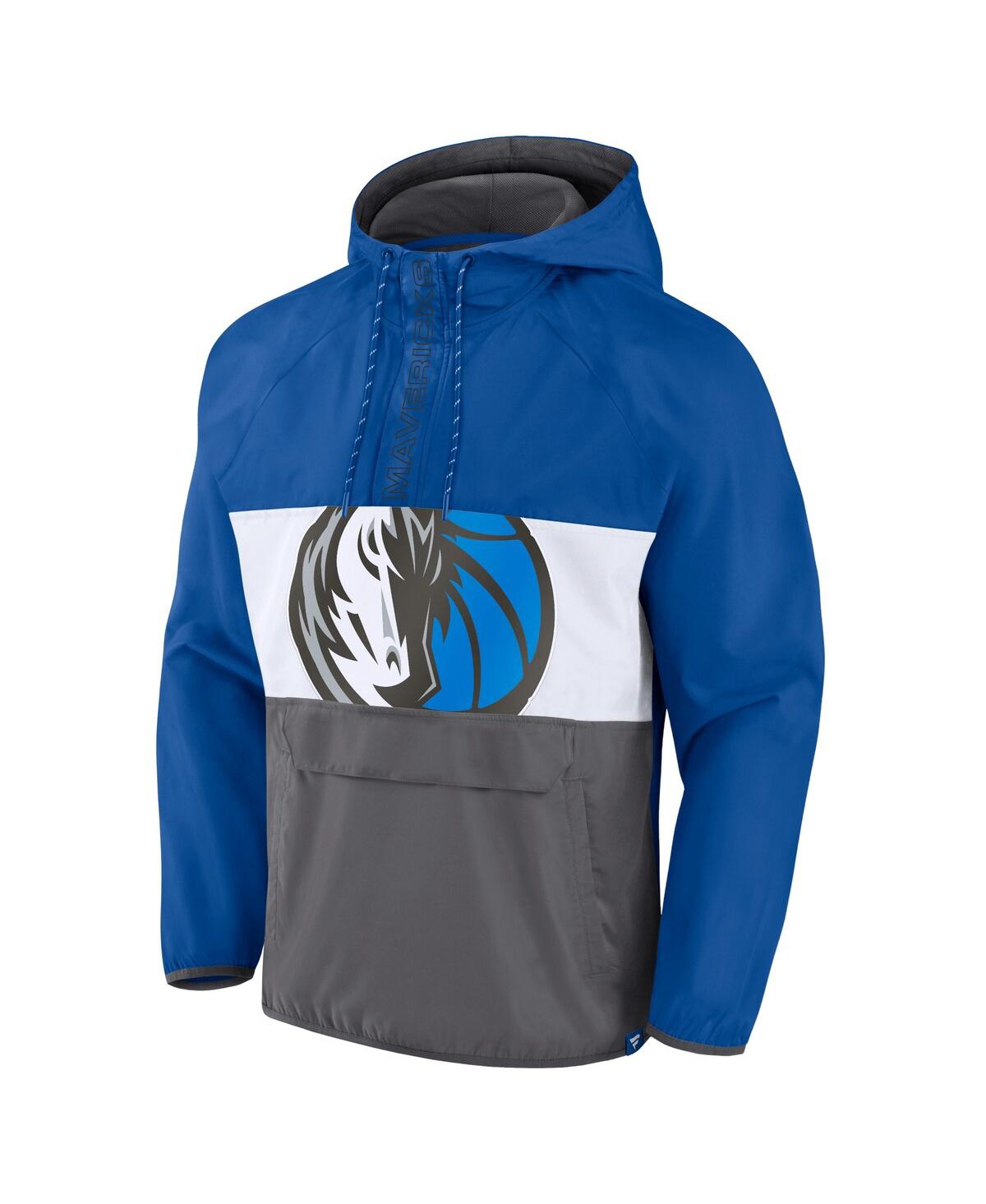 Men's Fanatics Gray Dallas Mavericks Anorak Flagrant Foul Color-Block Raglan Hoodie Half-Zip Jacket - Gray