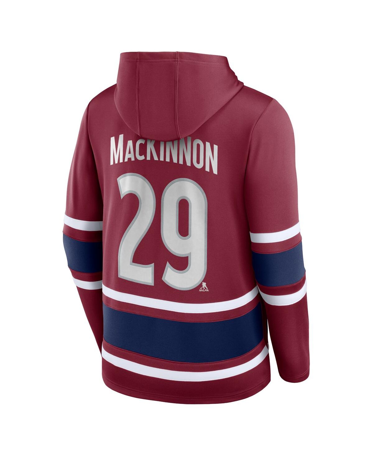 Fanatics Men's  Nathan Mackinnon Burgundy Colorado Avalanche Name And Number Lace-up Pullover Hoodie In Burgundy