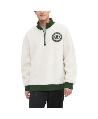 Men s Tommy Hilfiger Cream Green Bay Packers Jordan Sherpa Quarter Zip Sweatshirt Macy s