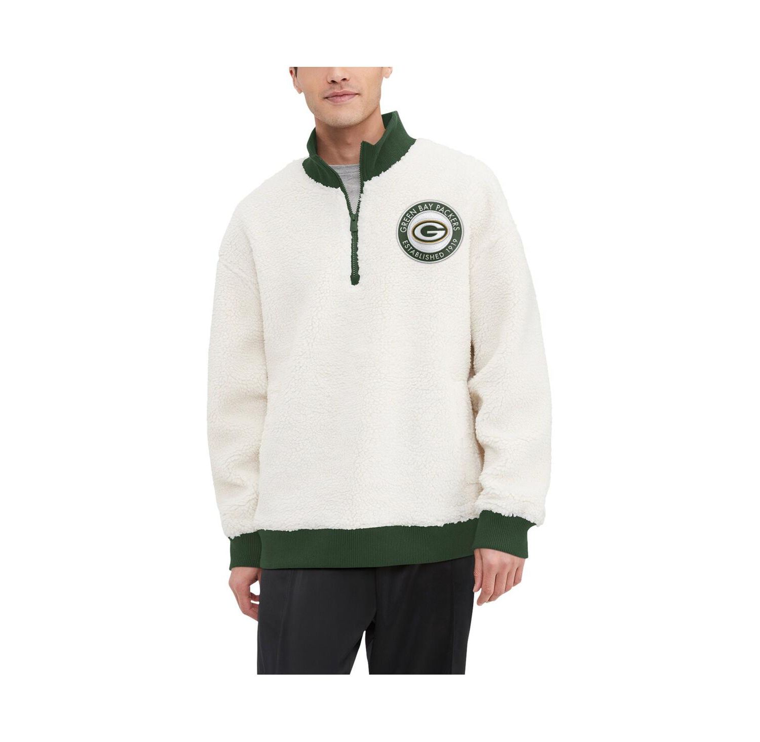 Men's Cream Green Bay Packers Jordan Sherpa Quarter-Zip Sweatshirt