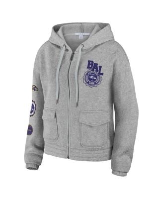Women's Heather Gray Baltimore Ravens Full-Zip Hoodie