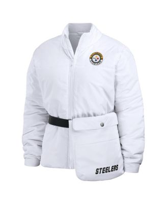 Women's White Pittsburgh Steelers Packaway Full-Zip Puffer Jacket
