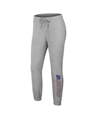Women's Heather Gray New York Giants Knit Long Sleeve Tri-Blend T-shirt and Pants Sleep Set