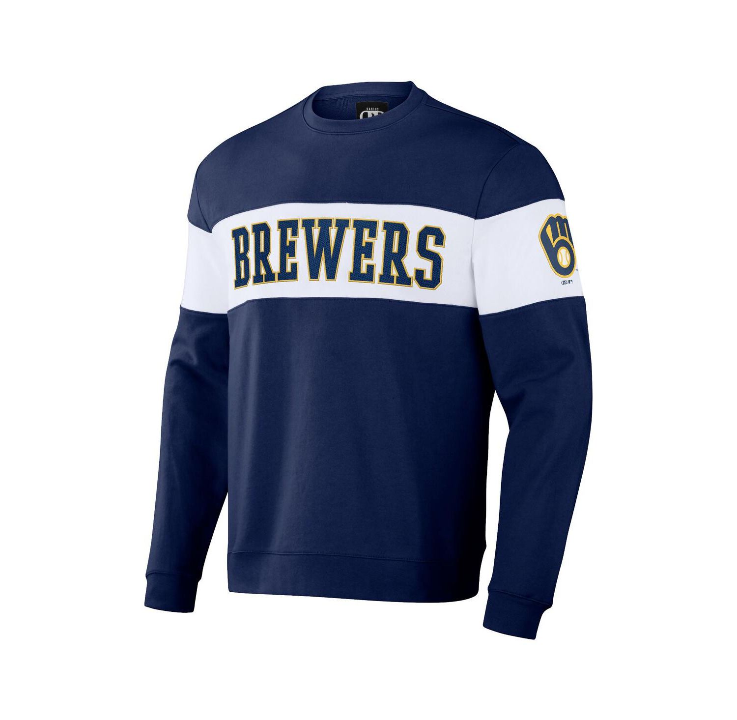 Men's Darius Rucker Collection by Navy Milwaukee Brewers Stripe Pullover Sweatshirt