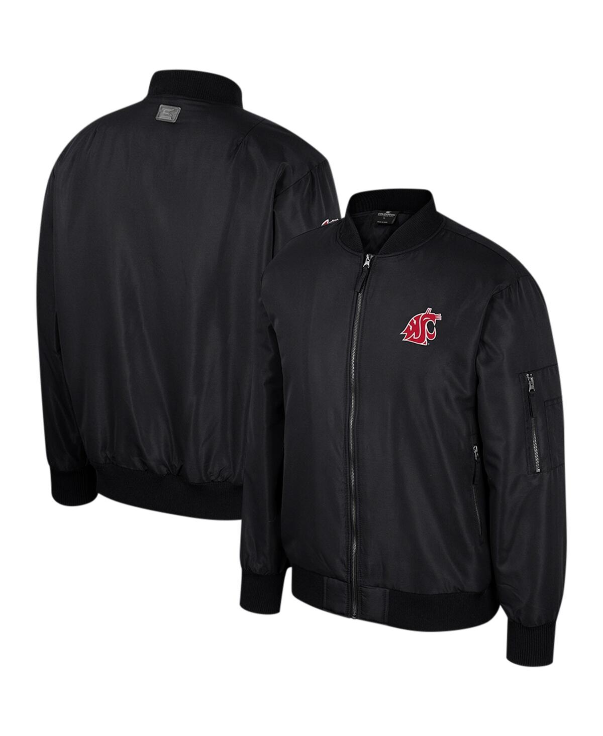 Men's Colosseum Black Washington State Cougars Full-Zip Bomber Jacket - Black
