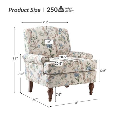 Lucretia Modern Upholstered Accent Chair with Patterned Cushion