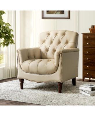 Sucher Modern Retro Wooden tufted Accent chair with Nailhead Trim
