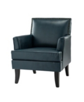 Nihad Modern Faux Leather Accent Chair with Nailhead Trim - Turquoise