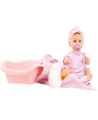 Götz 2416070 Cosy Aquini om aan te kleden badpop - pop zonder haar en bruine slaapogen - 33 cm meisjesbabypop vanaf 18 maanden
