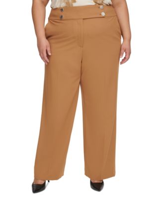 Calvin Klein - Plus Size High-Rise Wide-Leg Lux Pants