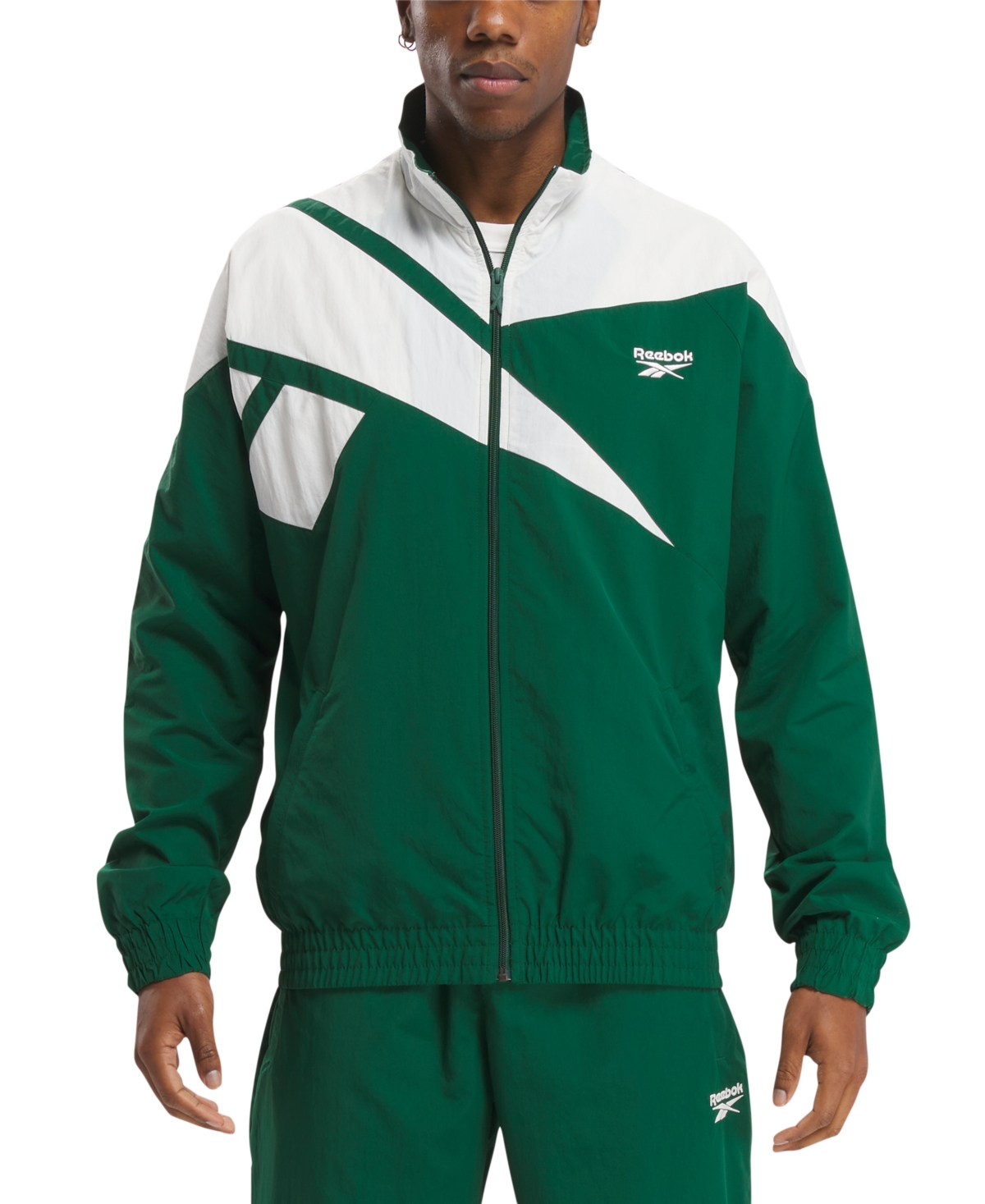 Men's Classics Vector Regular-Fit Logo Colorblocked Full-Zip Track Jacket - Green/chalk