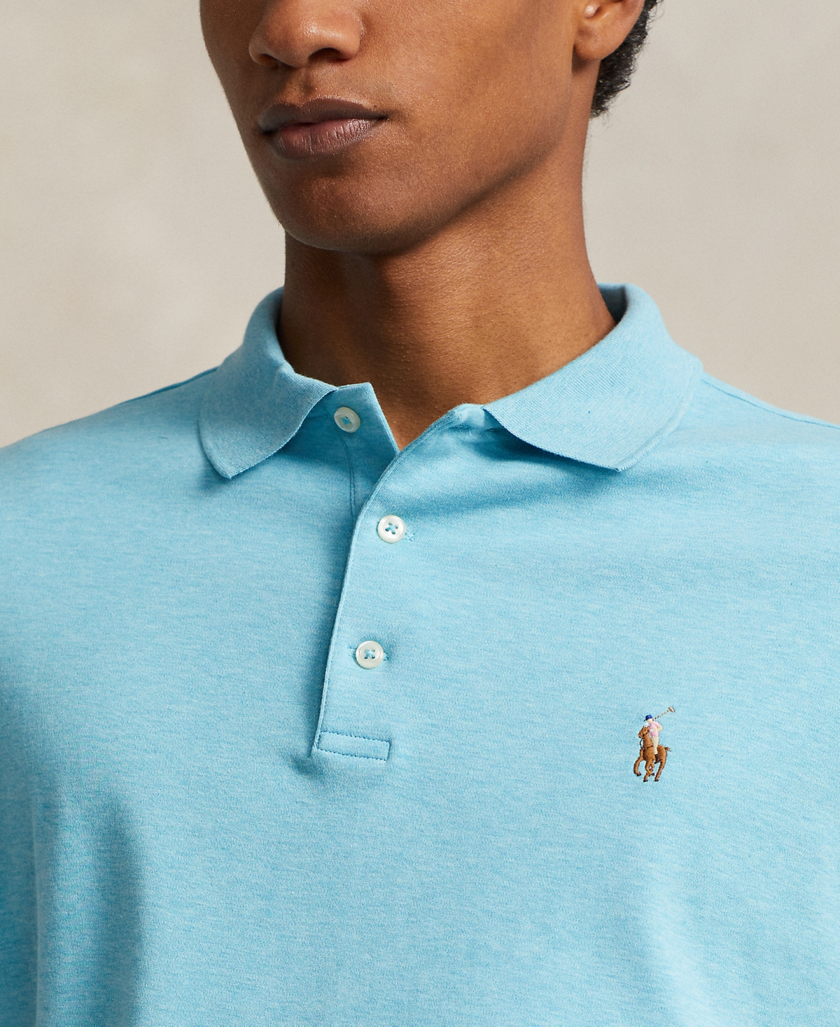 Shop Polo Ralph Lauren Men's Classic-fit Soft Cotton Polo Shirt In Turquoise Nova Heather